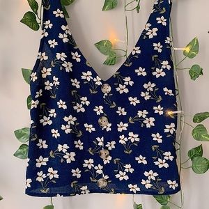 Monteau Navy Blue Floral Top